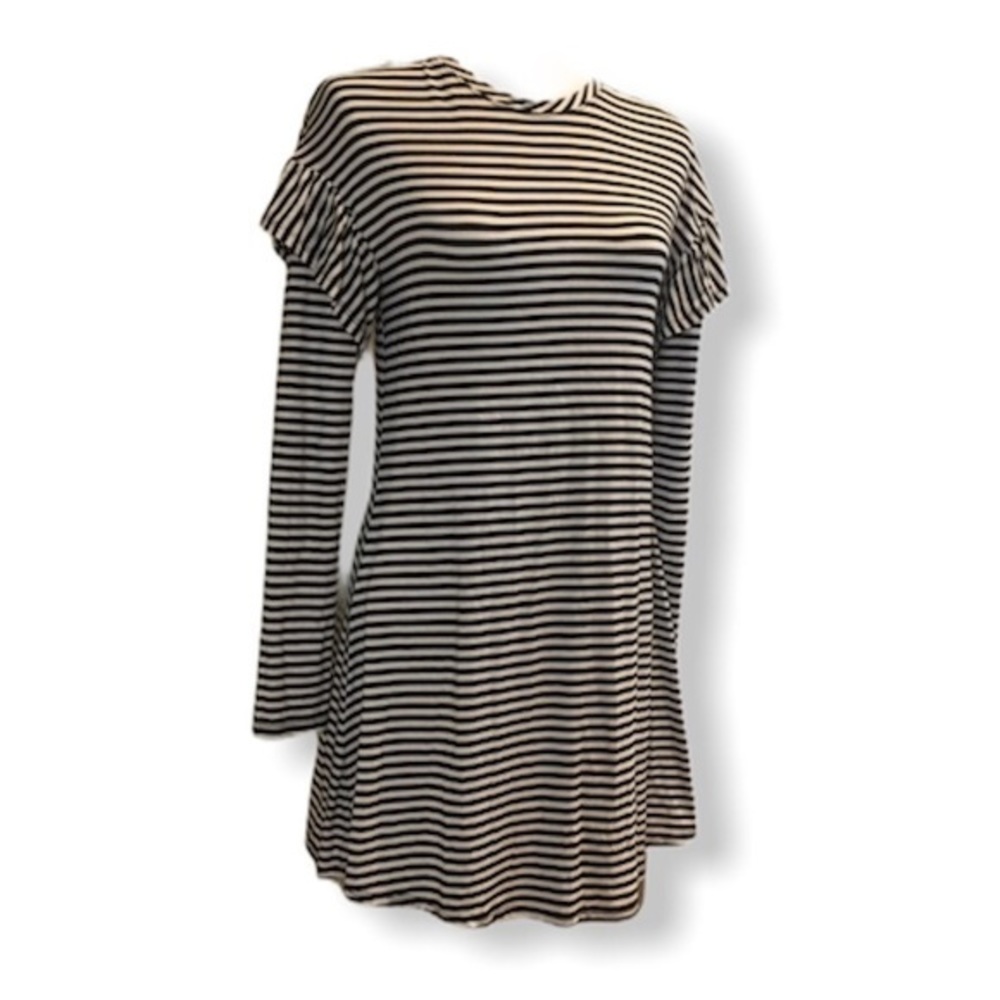 Love Fire Long Sleeve Striped Dress Black White Small NEW - Picture 2 of 7